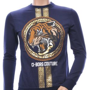Ci-Borg A Fish Named Fred Wolff Blitz Louis Vuitton GUCCI VERSACE KENZO Dsquared2 Levi's CHASIN G-STAR DOLCE & GABBANA DIESEL PME LEGEND WAM DENIM LACOSTE Parajumpers Stone Island ronde hals heren sweatshirt met tijgerkop print Navy