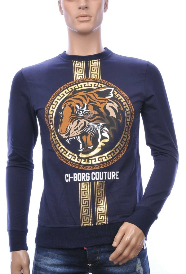 Ci-Borg A Fish Named Fred Wolff Blitz Louis Vuitton GUCCI VERSACE KENZO Dsquared2 Levi's CHASIN G-STAR DOLCE & GABBANA DIESEL PME LEGEND WAM DENIM LACOSTE Parajumpers Stone Island ronde hals heren sweatshirt met tijgerkop print Navy