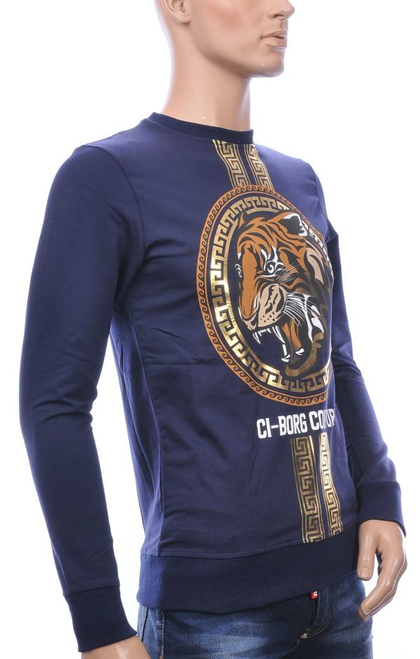 Ci-Borg A Fish Named Fred Wolff Blitz Louis Vuitton GUCCI VERSACE KENZO Dsquared2 Levi's CHASIN G-STAR DOLCE & GABBANA DIESEL PME LEGEND WAM DENIM LACOSTE Parajumpers Stone Island ronde hals heren sweatshirt met tijgerkop print Navy