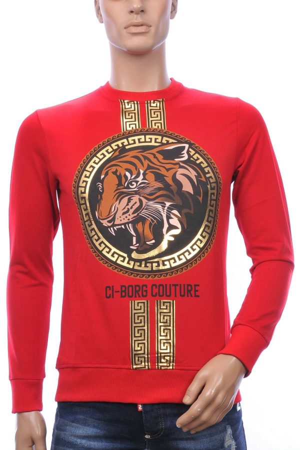 Ci-Borg A Fish Named Fred Wolff Blitz Louis Vuitton GUCCI VERSACE KENZO Dsquared2 Levi's CHASIN G-STAR DOLCE & GABBANA DIESEL PME LEGEND WAM DENIM LACOSTE Parajumpers Stone Island ronde hals heren sweatshirt met tijgerkop print Rood