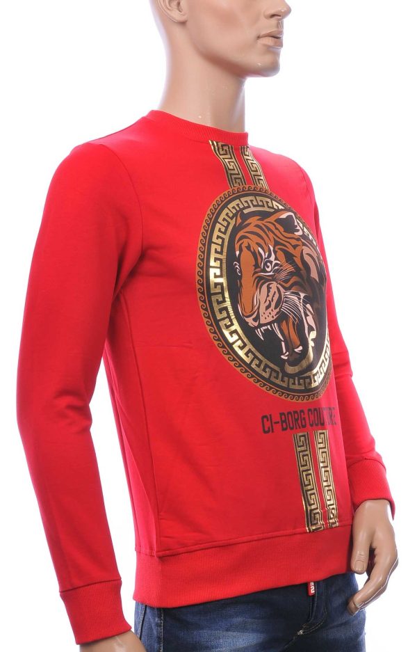 Ci-Borg A Fish Named Fred Wolff Blitz Louis Vuitton GUCCI VERSACE KENZO Dsquared2 Levi's CHASIN G-STAR DOLCE & GABBANA DIESEL PME LEGEND WAM DENIM LACOSTE Parajumpers Stone Island ronde hals heren sweatshirt met tijgerkop print Rood