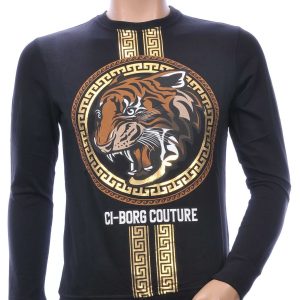 Ci-Borg A Fish Named Fred Wolff Blitz Louis Vuitton GUCCI VERSACE KENZO Dsquared2 Levi's CHASIN G-STAR DOLCE & GABBANA DIESEL PME LEGEND WAM DENIM LACOSTE Parajumpers Stone Island ronde hals heren sweatshirt met tijgerkop print Zwart