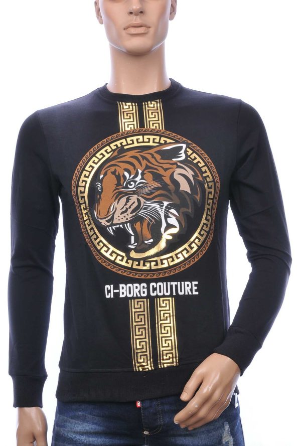 Ci-Borg A Fish Named Fred Wolff Blitz Louis Vuitton GUCCI VERSACE KENZO Dsquared2 Levi's CHASIN G-STAR DOLCE & GABBANA DIESEL PME LEGEND WAM DENIM LACOSTE Parajumpers Stone Island ronde hals heren sweatshirt met tijgerkop print Zwart
