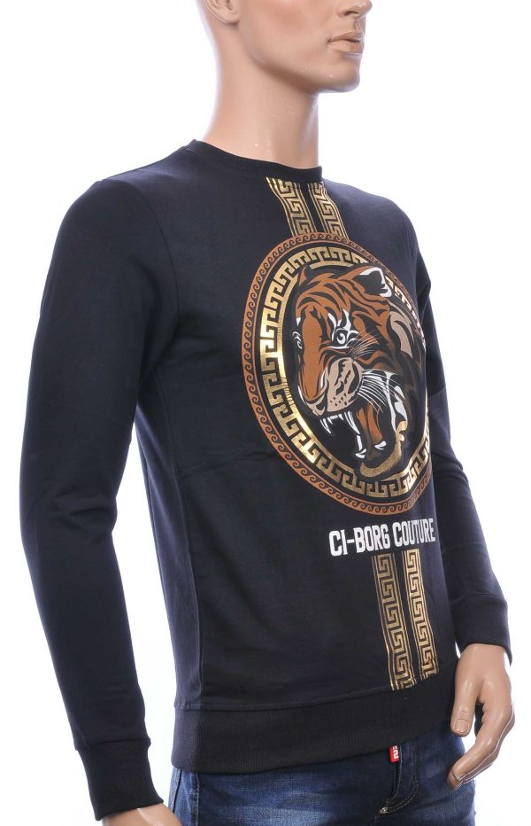 Ci-Borg A Fish Named Fred Wolff Blitz Louis Vuitton GUCCI VERSACE KENZO Dsquared2 Levi's CHASIN G-STAR DOLCE & GABBANA DIESEL PME LEGEND WAM DENIM LACOSTE Parajumpers Stone Island ronde hals heren sweatshirt met tijgerkop print Zwart