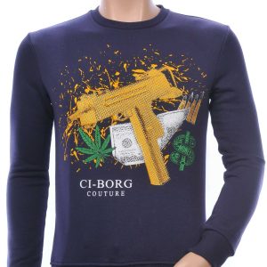 Ci-Borg A Fish Named Fred Wolff Blitz Louis Vuitton GUCCI VERSACE KENZO Dsquared2 Levi's CHASIN G-STAR DOLCE & GABBANA DIESEL PME LEGEND WAM DENIM LACOSTE Parajumpers Stone Island ronde hals heren sweatshirt met steentjes Navy