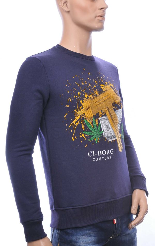 Ci-Borg A Fish Named Fred Wolff Blitz Louis Vuitton GUCCI VERSACE KENZO Dsquared2 Levi's CHASIN G-STAR DOLCE & GABBANA DIESEL PME LEGEND WAM DENIM LACOSTE Parajumpers Stone Island ronde hals heren sweatshirt met steentjes Navy
