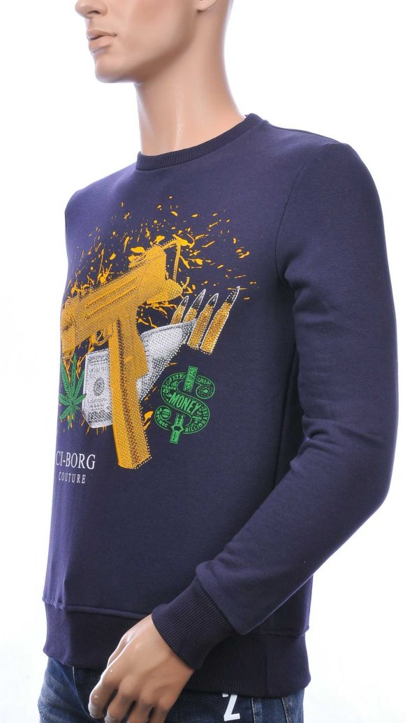 Ci-Borg A Fish Named Fred Wolff Blitz Louis Vuitton GUCCI VERSACE KENZO Dsquared2 Levi's CHASIN G-STAR DOLCE & GABBANA DIESEL PME LEGEND WAM DENIM LACOSTE Parajumpers Stone Island ronde hals heren sweatshirt met steentjes Navy