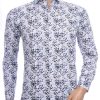 Corrino Italiaanse getailleerd slim fit allover vlekjes dessin heren overhemd Beige