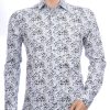 Corrino Italiaanse getailleerd slim fit allover vlekjes dessin heren overhemd Khaki
