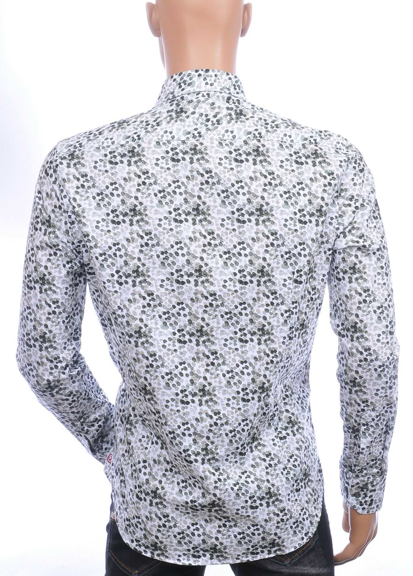 Corrino Italiaanse getailleerd slim fit allover vlekjes dessin heren overhemd Khaki