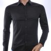 DAVID NEWMAN Italiaans getailleerd slim fit stretch heren overhemd – Zwart