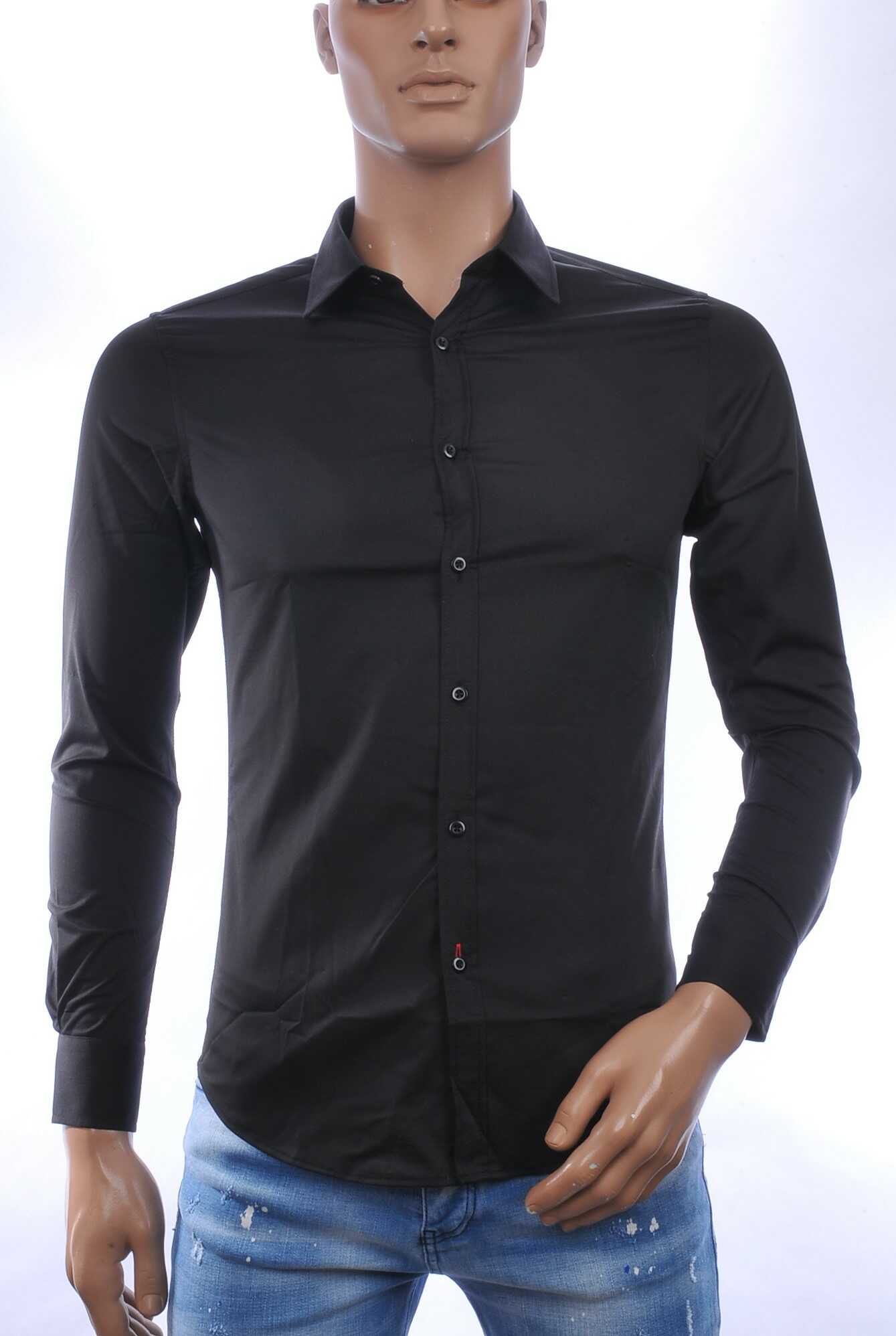 DAVID NEWMAN Italiaans getailleerd slim fit stretch heren overhemd – Zwart