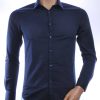 DAVID NEWMAN Italiaans getailleerd slim fit stretch heren overhemd – Navy