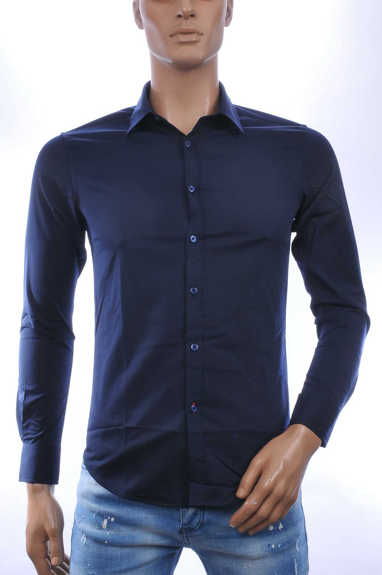 DAVID NEWMAN Italiaans getailleerd slim fit stretch heren overhemd – Navy