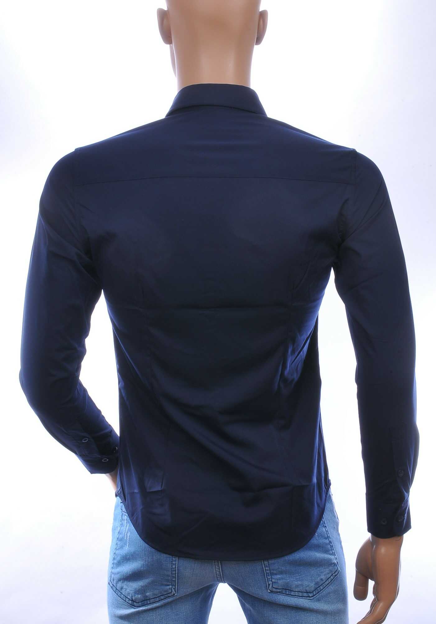 DAVID NEWMAN Italiaans getailleerd slim fit stretch heren overhemd – Navy