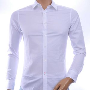 DAVID NEWMAN Italiaans getailleerd slim fit stretch heren overhemd – Wit