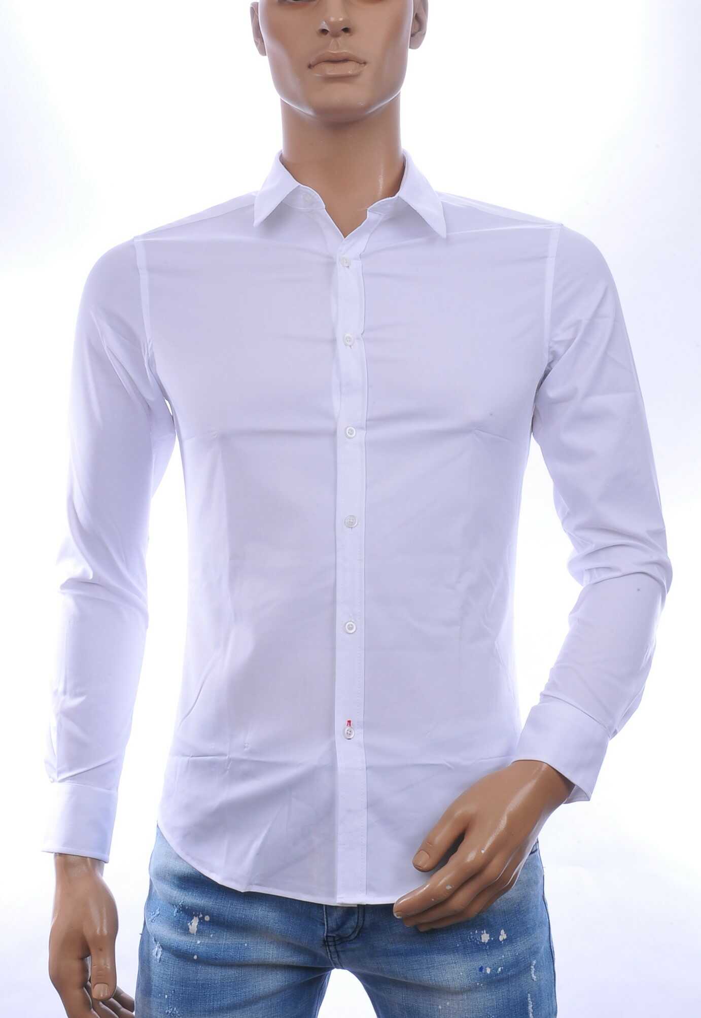 DAVID NEWMAN Italiaans getailleerd slim fit stretch heren overhemd – Wit