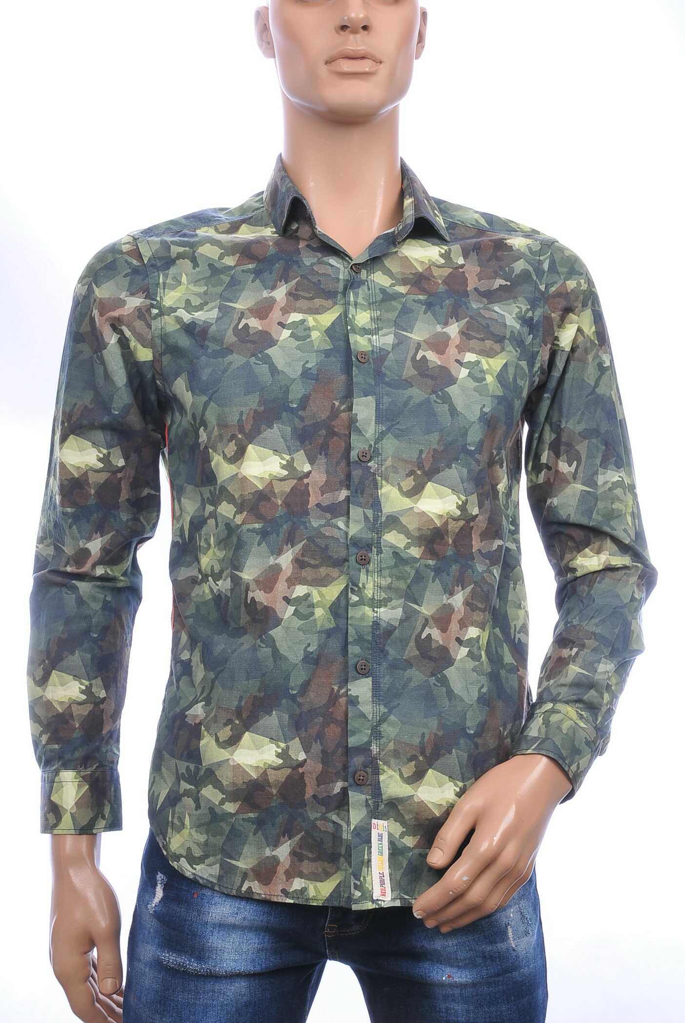 DIDIS Italiaanse slim fit getailleerd allover camouflage motieven dessin heren overhemd Khaki