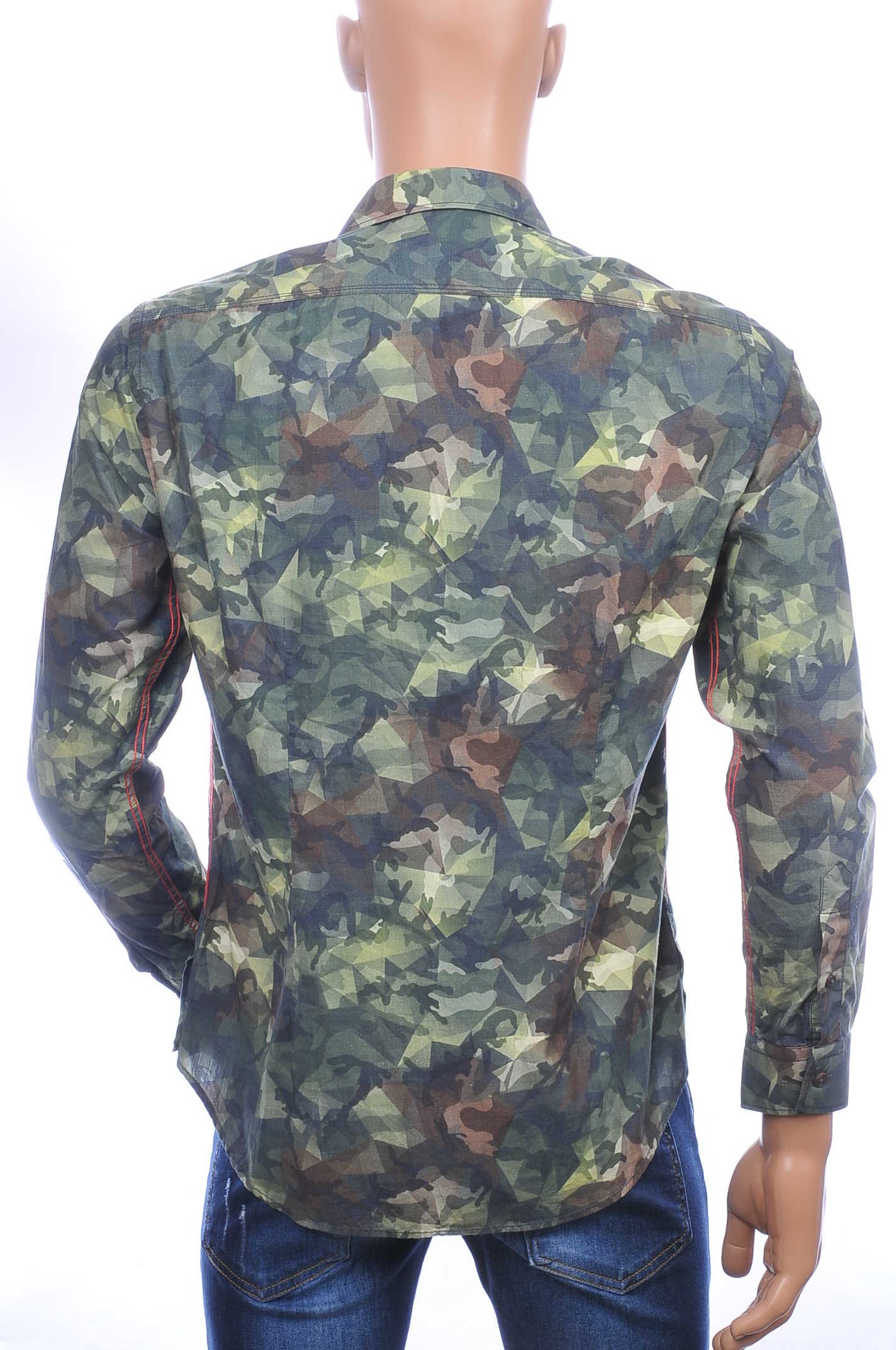 DIDIS Italiaanse slim fit getailleerd allover camouflage motieven dessin heren overhemd Khaki