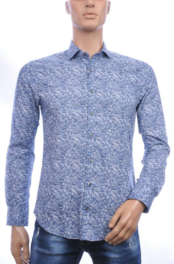 GABANO trendy slim fit getailleerd allover modern dessin heren overhemd Navy