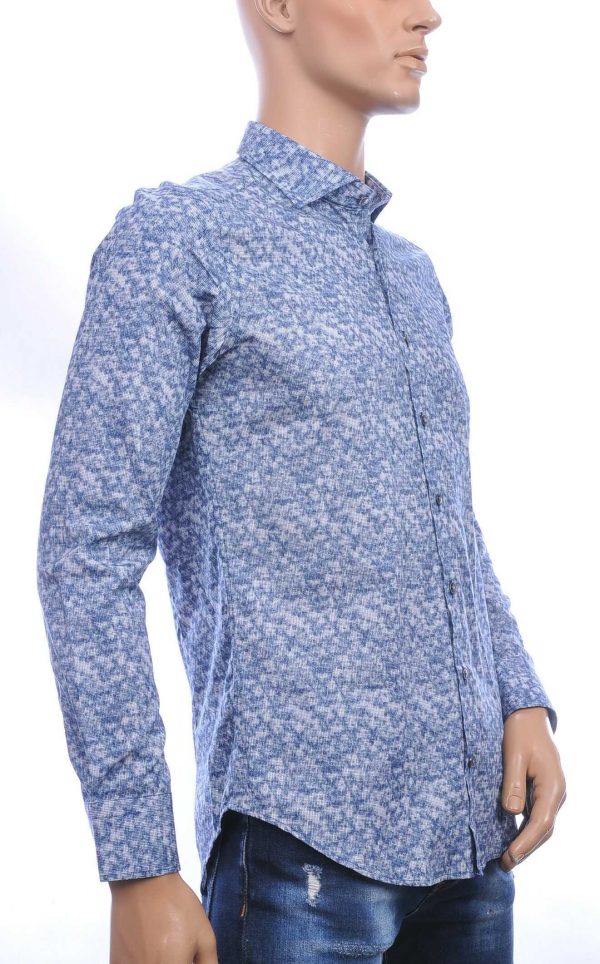 GABANO trendy slim fit getailleerd allover modern dessin heren overhemd Navy