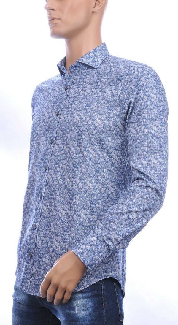 GABANO trendy slim fit getailleerd allover modern dessin heren overhemd Navy