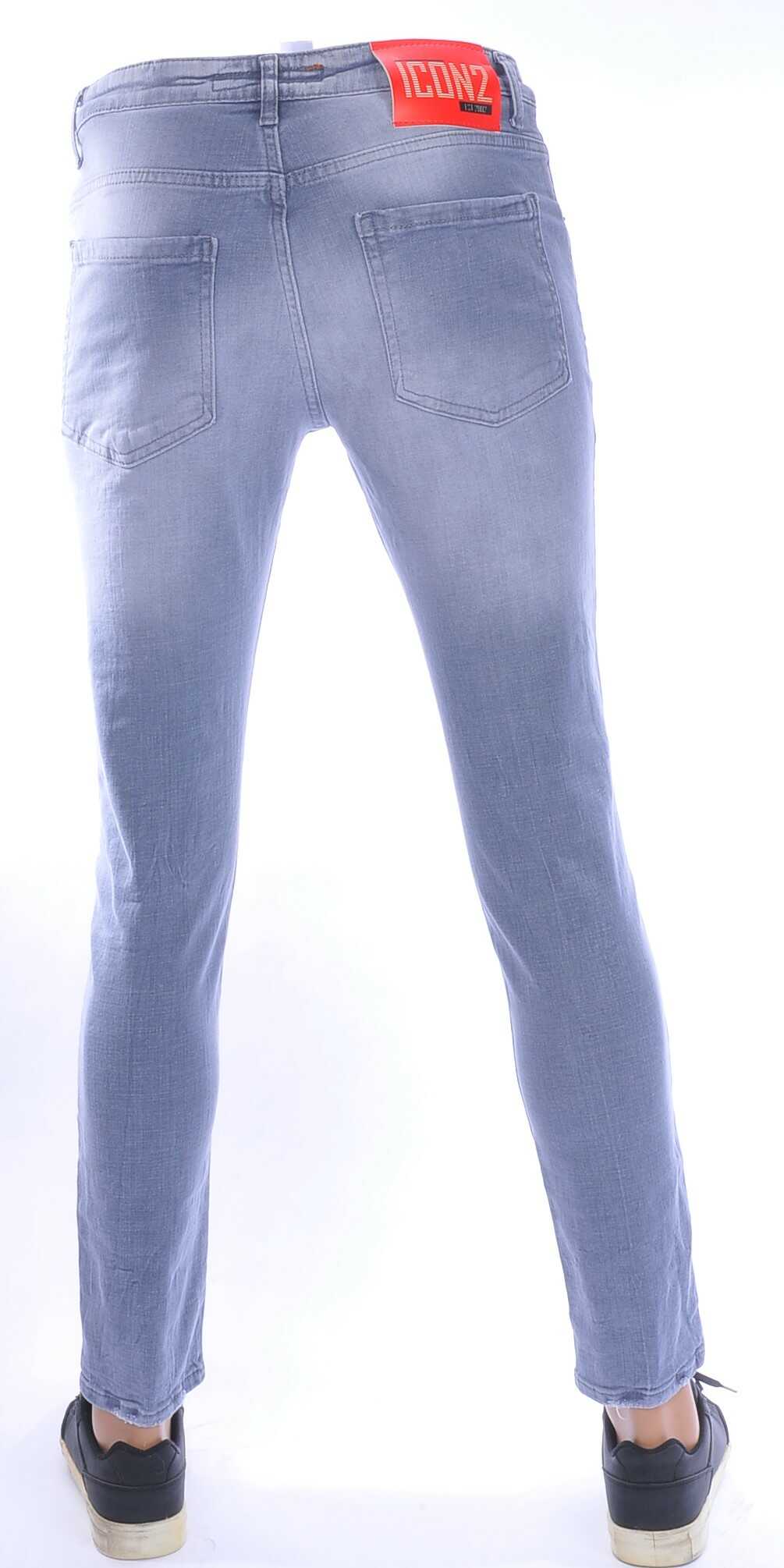 ICON2 Hippe Gescheurde Slim Fit Stretch Heren Jeans met Verfspatten – Grijs | Trendy en Comfortabel