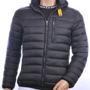 MEN'S WEAR trendy heren jas met permanent capuchon Zwart