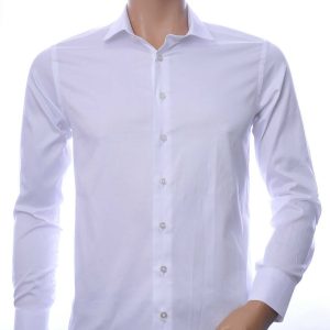 VALENCI Italiaans getailleerd slim fit stretch effen heren overhemd Wit