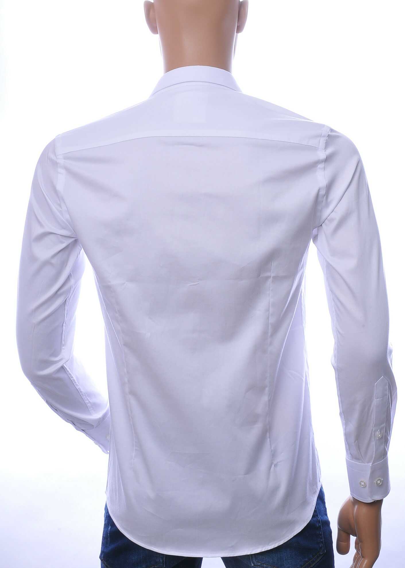 VALENCI Italiaans getailleerd slim fit stretch effen heren overhemd Wit