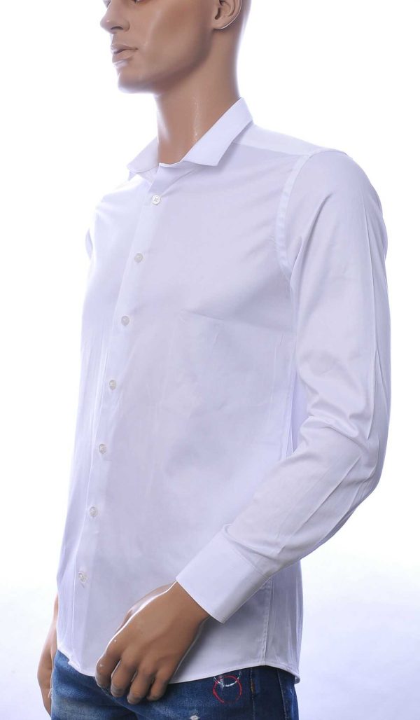 VALENCI Italiaans getailleerd slim fit stretch effen heren overhemd Wit