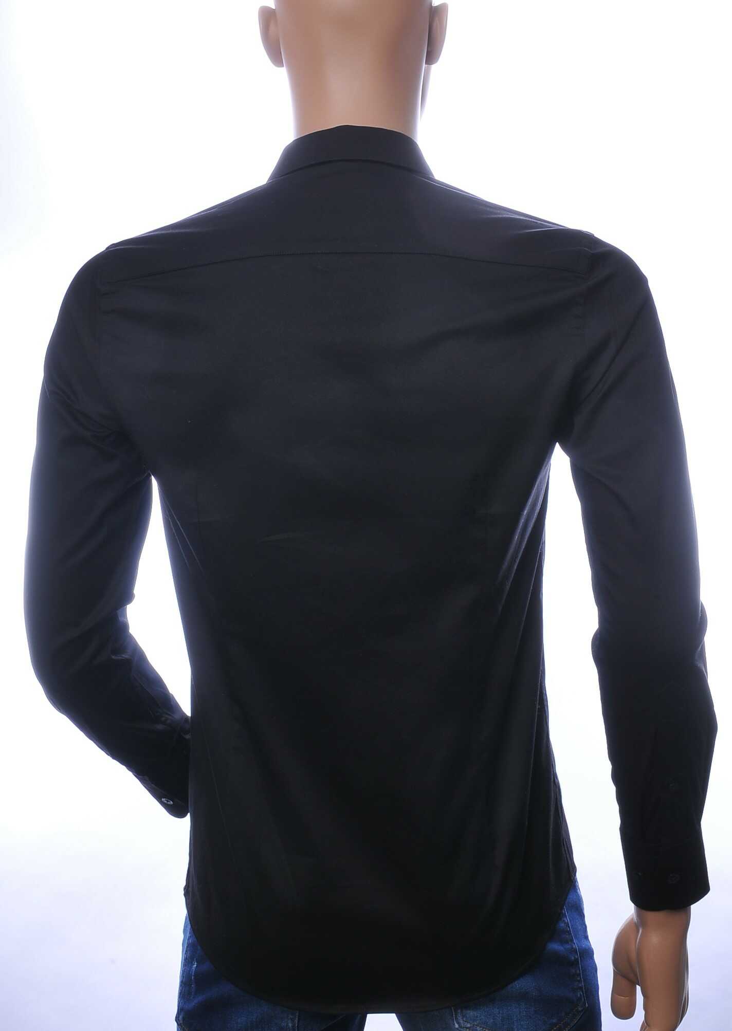 VALENCI Italiaans getailleerd slim fit stretch effen heren overhemd Zwart