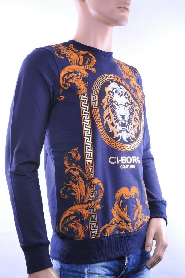 Ci-Borg VERSACE ronde hals heren sweatshirt met leeuwenkop print Navy