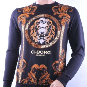 Ci-Borg VERSACE ronde hals heren sweatshirt met leeuwenkop print Zwart