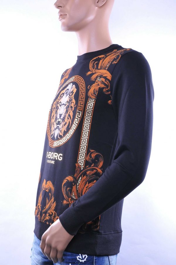 Ci-Borg VERSACE ronde hals heren sweatshirt met leeuwenkop print Zwart