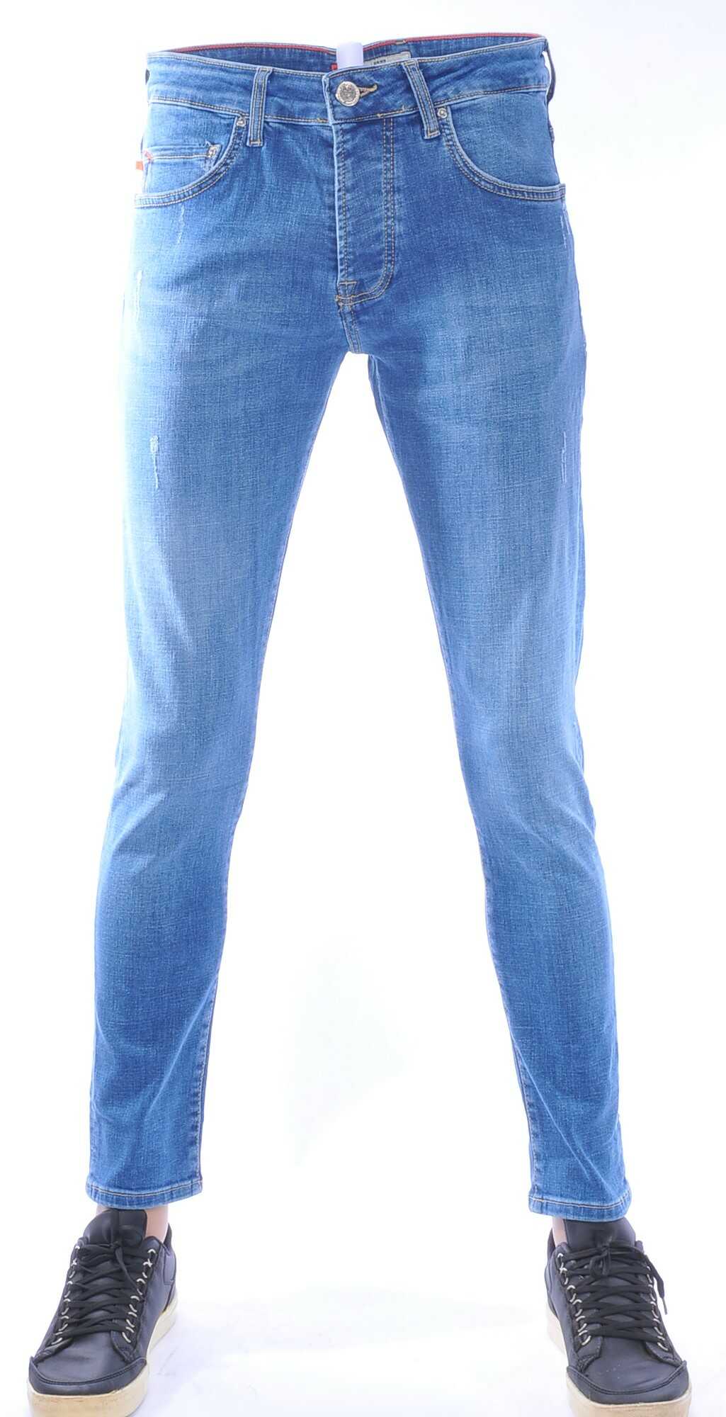 AMSTERDAM PREMIUM Trendy Vintage Wassing Slim Fit Stretch Jeans voor Heren – Lichtblauw