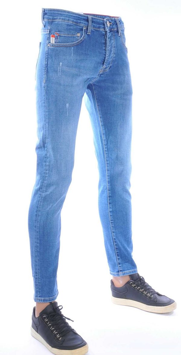 AMSTERDAM PREMIUM Trendy Vintage Wassing Slim Fit Stretch Jeans voor Heren – Lichtblauw