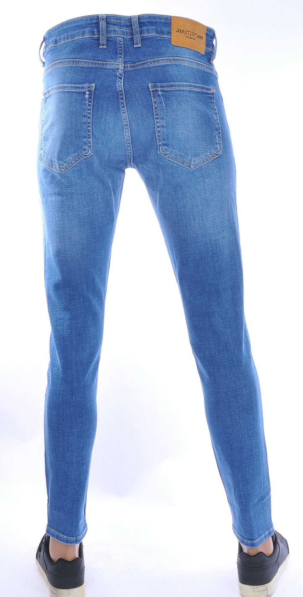 AMSTERDAM PREMIUM Trendy Vintage Wassing Slim Fit Stretch Jeans voor Heren – Lichtblauw