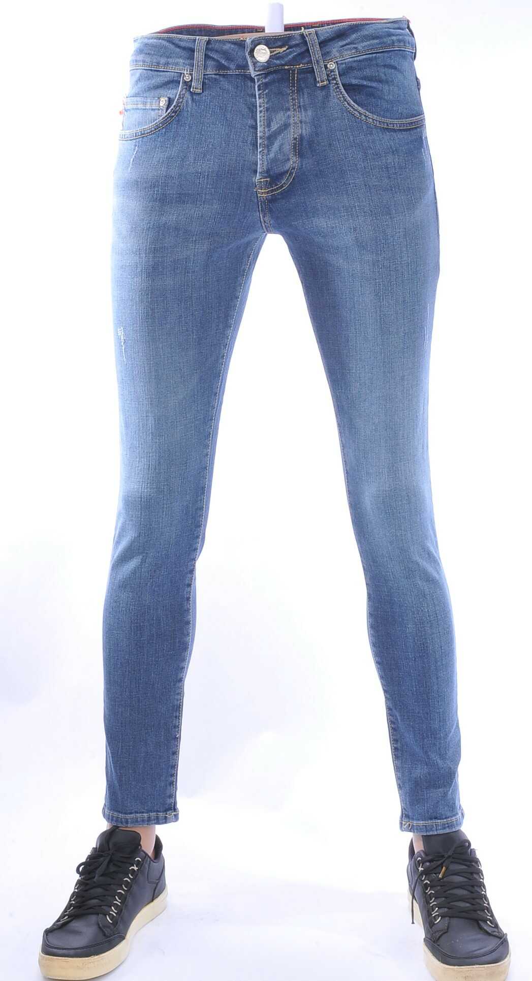 AMSTERDAM PREMIUM Trendy Vintage Wassing Slim Fit Stretch Jeans voor Heren – Lichtblauw