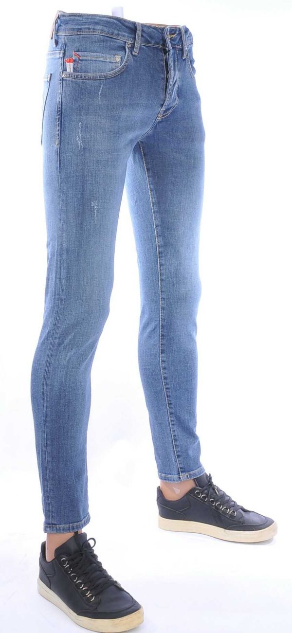 AMSTERDAM PREMIUM Trendy Vintage Wassing Slim Fit Stretch Jeans voor Heren – Lichtblauw