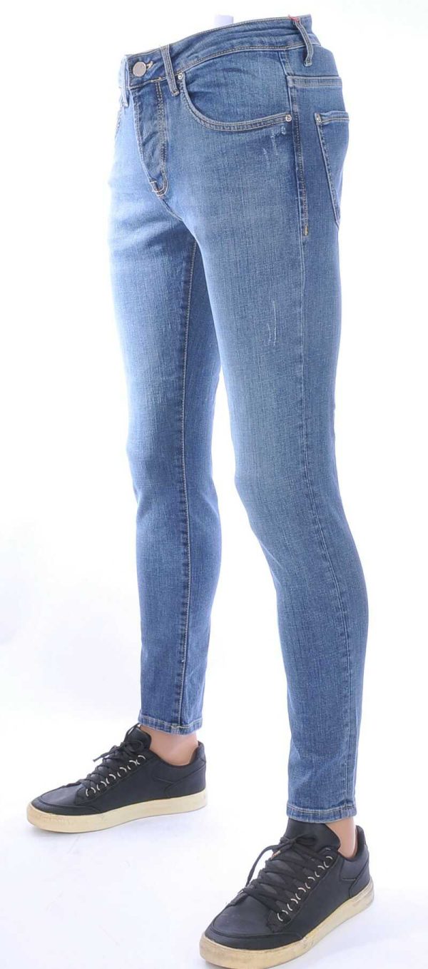 AMSTERDAM PREMIUM Trendy Vintage Wassing Slim Fit Stretch Jeans voor Heren – Lichtblauw