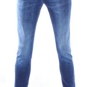 AMSTERDAM PREMIUM Trendy Vintage Wassing Slim Fit Stretch Jeans voor Heren met Contrast Stiksels – Blauw