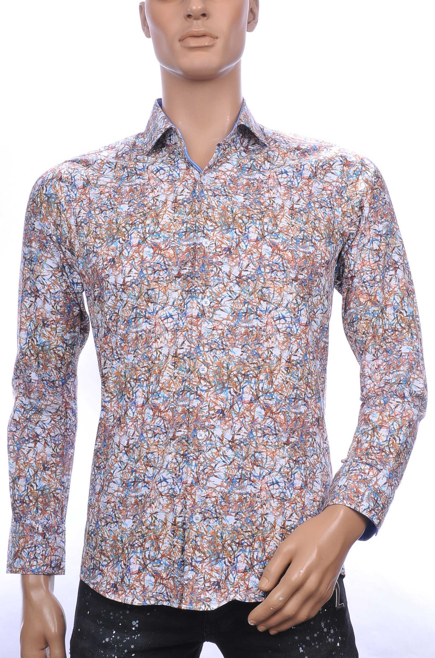 Corrino OLYMP State of Art Blue Industry A fish named fred Wolff Blitz Moncler DIOR Philipp Plein PRADA Louis Vuitton GUCCI VERSACE KENZO Dsquared2 Levi's CHASIN G-STAR DOLCE & GABBANA DIESEL PME LEGEND WAM DENIM LACOSTE slim fit allover modern kunst dessin heren overhemd Beige