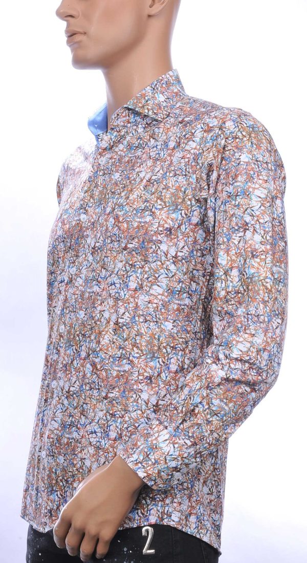 Corrino OLYMP State of Art Blue Industry A fish named fred Wolff Blitz Moncler DIOR Philipp Plein PRADA Louis Vuitton GUCCI VERSACE KENZO Dsquared2 Levi's CHASIN G-STAR DOLCE & GABBANA DIESEL PME LEGEND WAM DENIM LACOSTE slim fit allover modern kunst dessin heren overhemd Beige