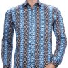 Corrino Italiaanse slim fit allover verticale motieven dessin heren overhemd Turquoise