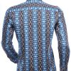 Corrino Italiaanse slim fit allover verticale motieven dessin heren overhemd Turquoise