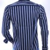 MCL Italiaans Slim Fit Heren Overhemd met Allover Verticale Strepen – Navy Blauw