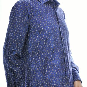 CORRINO regular fit allover bloemen dessin heren overhemd Navy