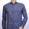 CORRINO regular fit allover bloemen dessin heren overhemd Navy
