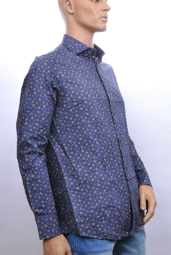 CORRINO regular fit allover bloemen dessin heren overhemd Navy